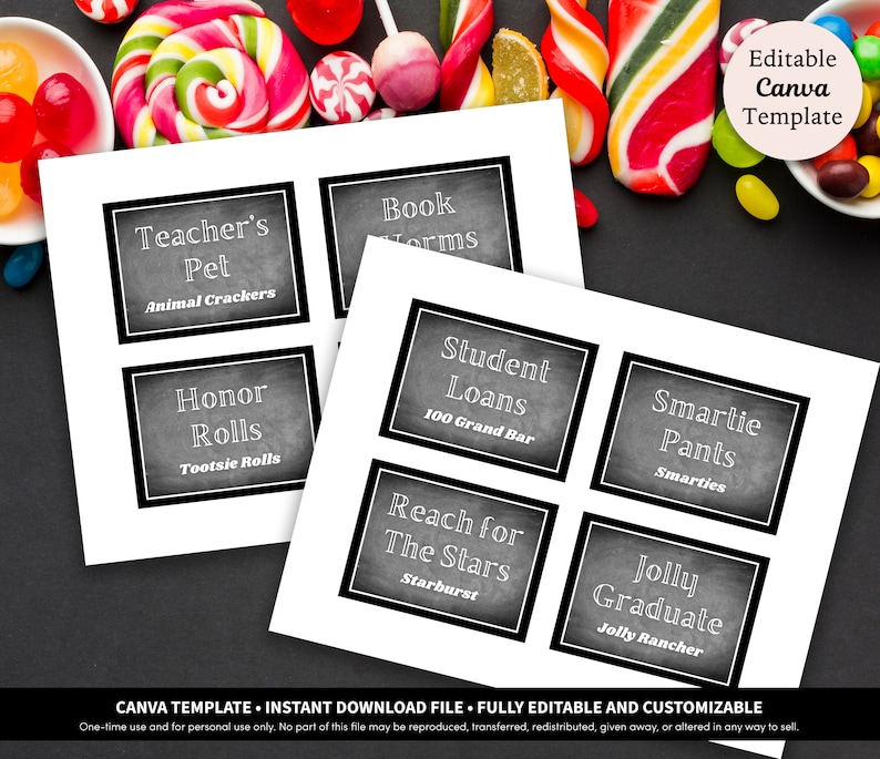 Graduation Candy Bar Labels and Sign Printable Download Graduation Candy Buffet Graduation Candy Table Digital Template image 2