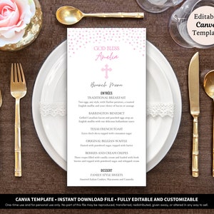 Baptism Menu Cards | First Communion Menu Cards | Wedding Menu Card | Reception Menu Card | Menu Template | Printable Menu Cards