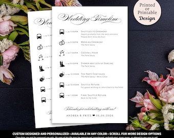 Wedding Timeline Cards • Wedding Weekend Timeline • Wedding Itinerary with Icons • WeddingParty Timeline • Wedding Welcome Bags •  Template