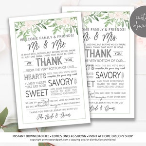 Wedding Welcome Letter Floral • Instant Download • Welcome Note • Hotel Welcome Bag • Digital Download Digital