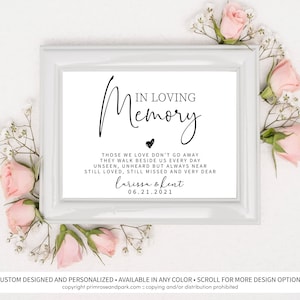 In loving Memory Sign Printable Digital Download • Wedding Memory Table Sign • If heaven wasn&#39;t so far away sign