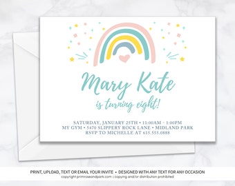Rainbow Invitation • Rainbow Birthday Invitation • Rainbow Baby Shower Invitation •  Printable or Printed Invitations
