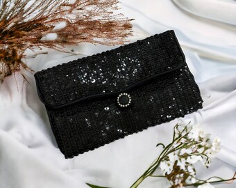 Vintage Norell Black Sequin Clutch 20s Style