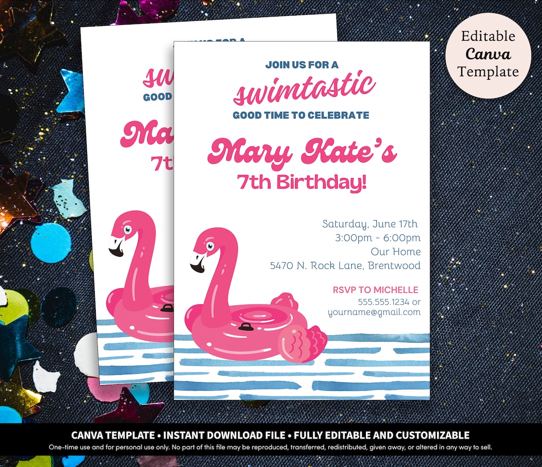 Swim Party Birthday Invitation Printable Download Template | Pool Party ...