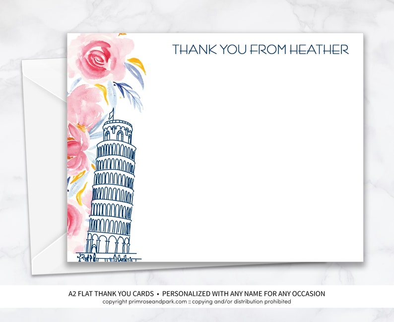 Italian Theme Thank You Cards Personalized Stationery Note Etsy