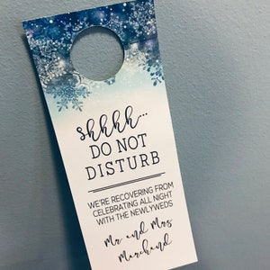 Winter Wedding Do Not Disturb Door Hanger Wedding Do Not Disturb Sign Do Not Disturb Hotel Door Tags Snowflake Do Not Disturb Tags image 4