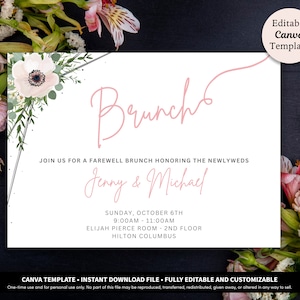 Modern Post Wedding Brunch Invitation Download Template | Farewell Breakfast Invitation | Rehearsal Dinner Invitation