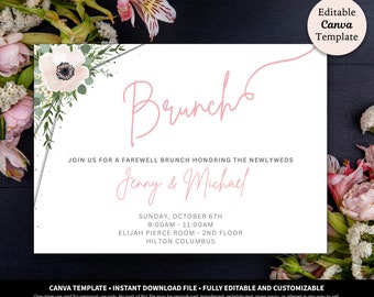 Modern Post Wedding Brunch Invitation Download Template | Farewell Breakfast Invitation | Rehearsal Dinner Invitation