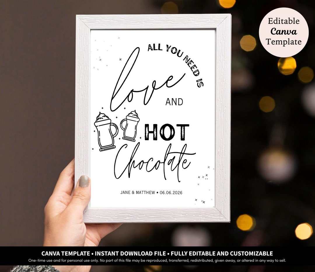 Hot Chocolate Bar Sign Printable Download Template | Hot Cocoa Sign ...