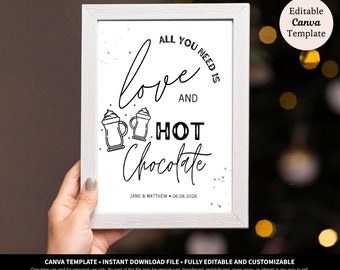 Hot Chocolate Bar Sign Printable Download Template | Hot Cocoa Sign | Warm up at the Hot Chocolate Bar Sign | Wedding Hot Chocolate Sign