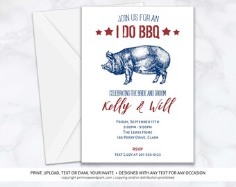 BBQ Party Invitation • I Do BBQ • Birthday • BBQ • Barbeque Party • Pig Roast Invitation • Baby Shower • Invitation Download Template