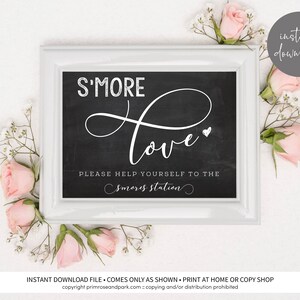 S'mores Station Sign • S'more Love Sign • Wedding S'mores Printable Sign • S'mores Table