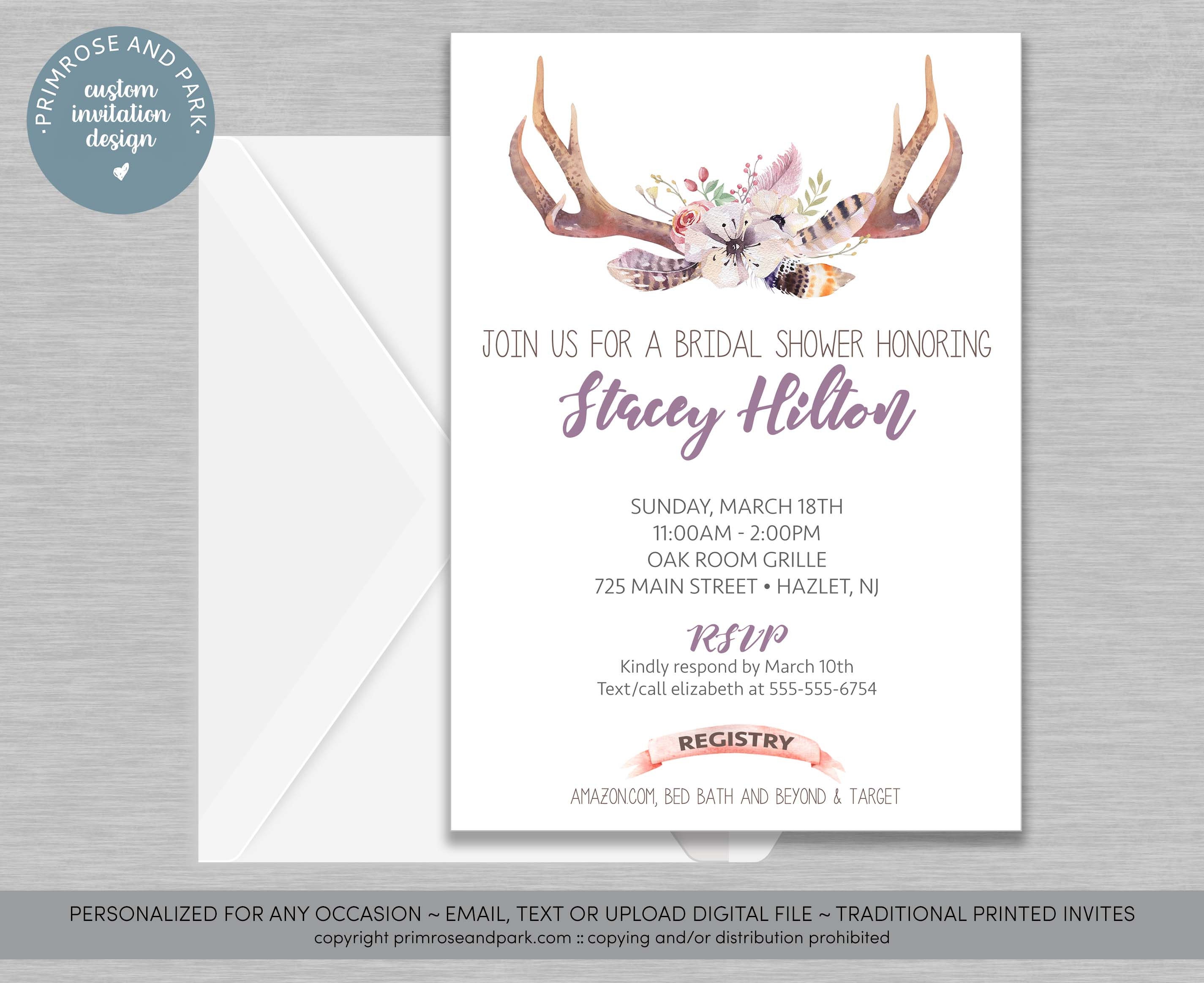 Rustic Deer Baby Shower Invitation Personalized Custom **You Print