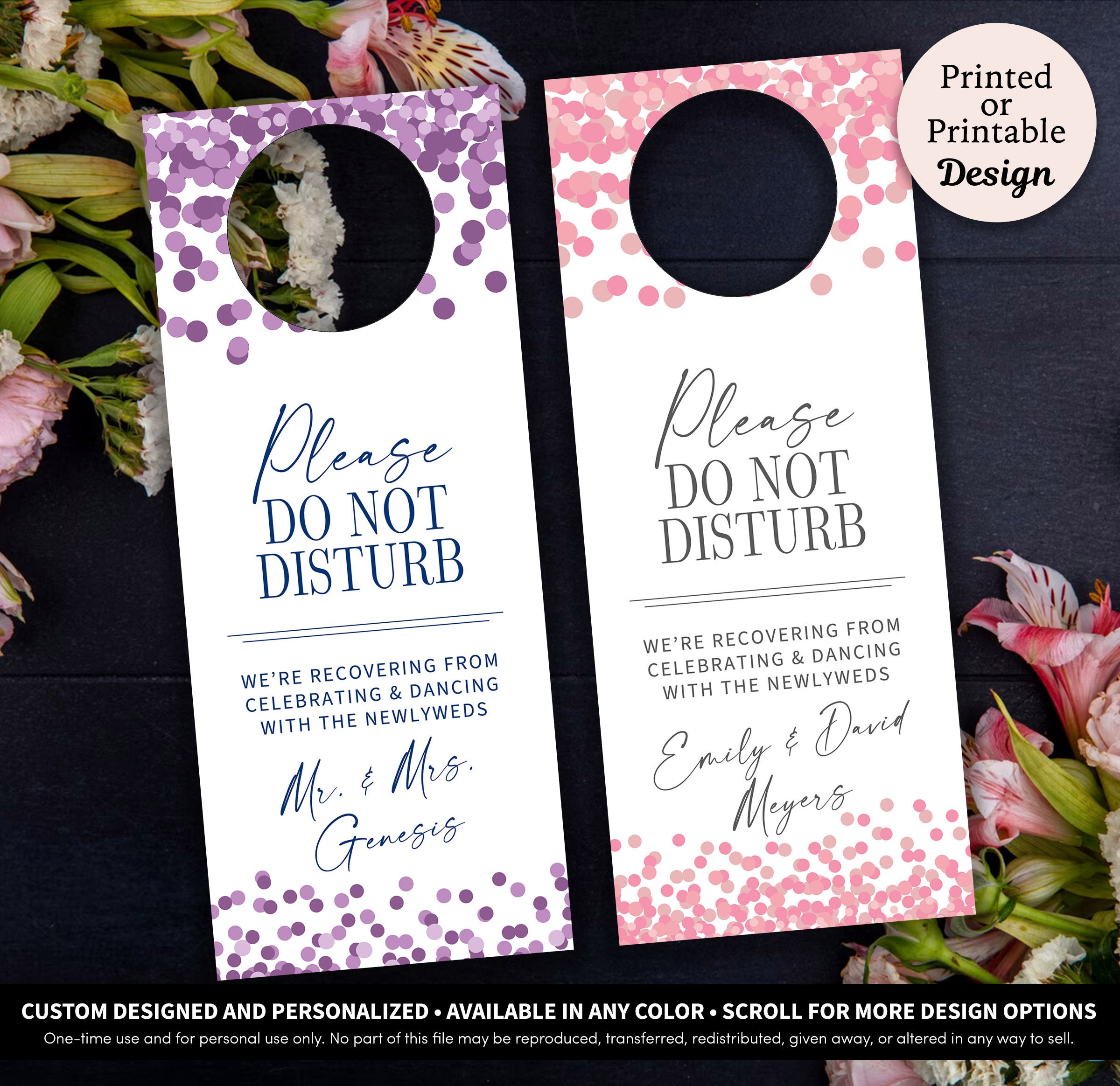 Colgador de puerta de confeti para boda con la frase \, image size:2400x2328