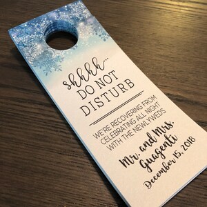 Winter Wedding Do Not Disturb Door Hanger Wedding Do Not Disturb Sign Do Not Disturb Hotel Door Tags Snowflake Do Not Disturb Tags image 2