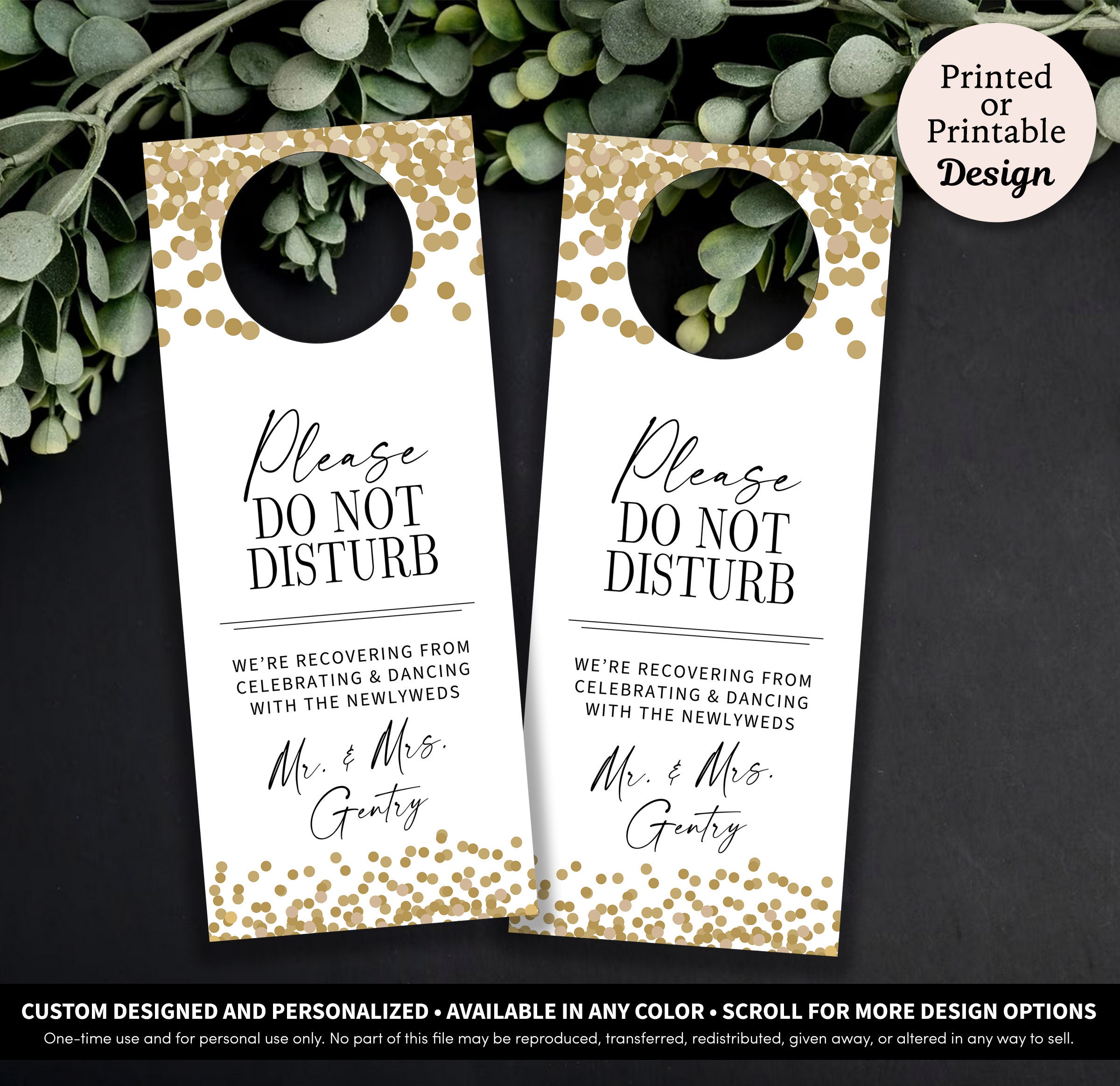 Colgador de puerta de confeti para boda con la frase \, image size:2400x2328