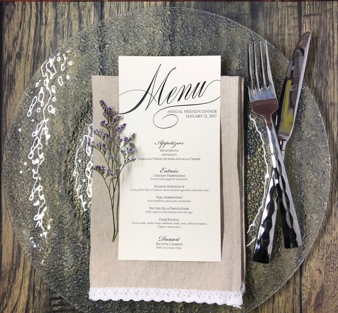 Elegant Menu Cards Modern Menu Cards Wedding Menu Card Etsy