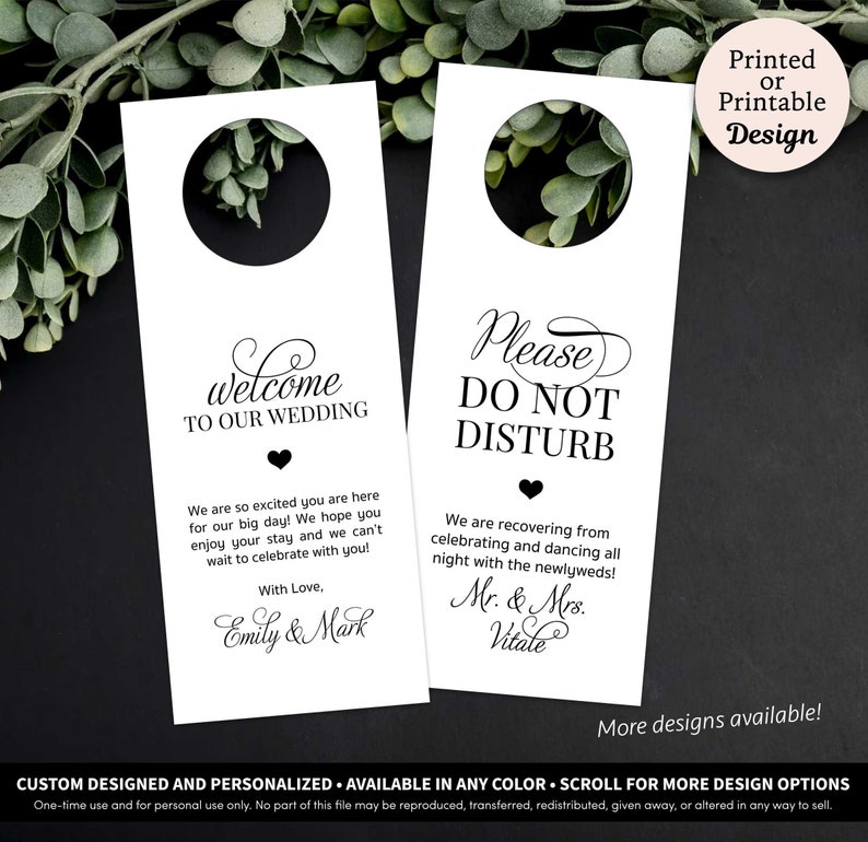 Do Not Disturb Door Hanger Wedding Do Not Disturb Sign with Welcome Note Do Not Disturb Hotel Door Tags Newlywed Do Not Disturb Tags image 1