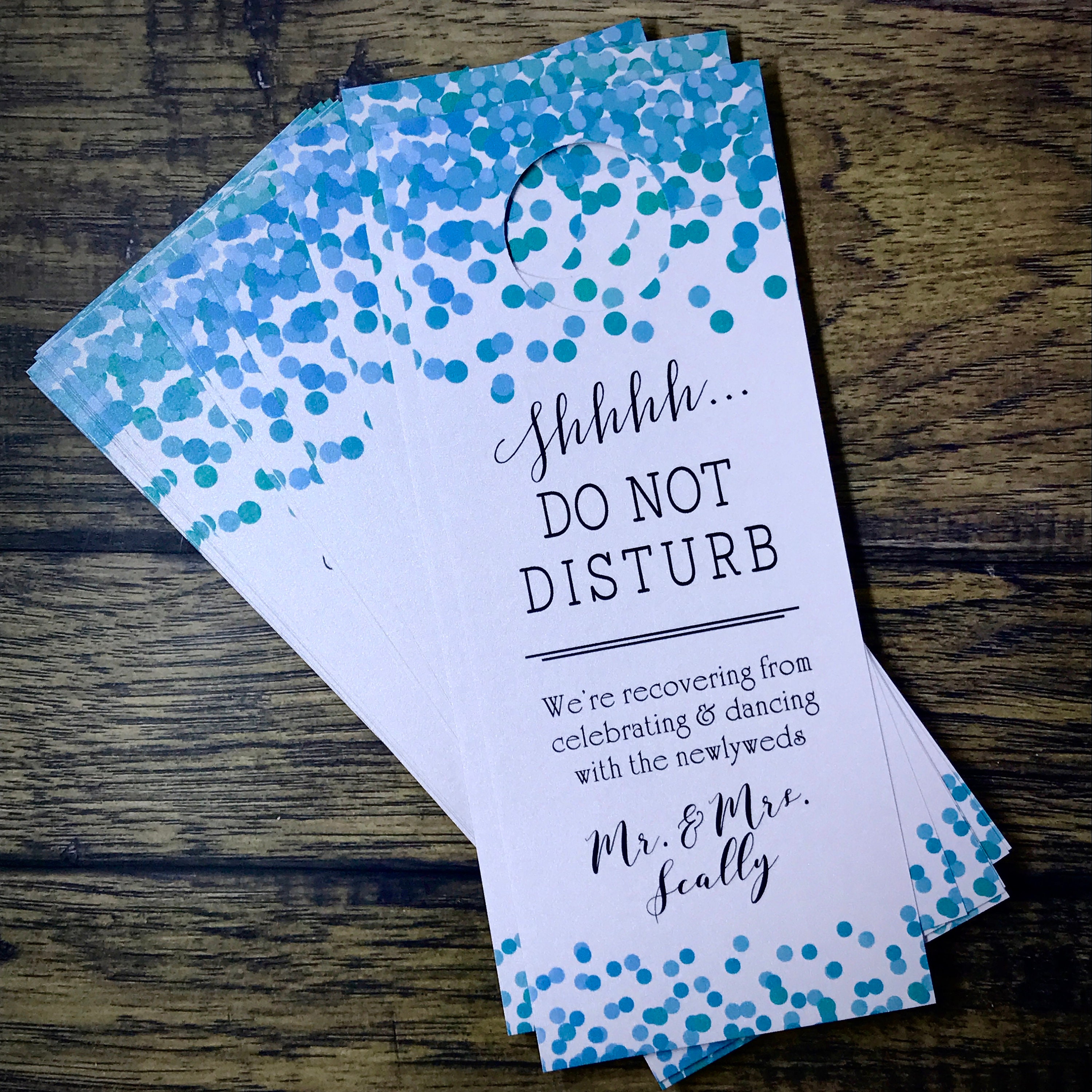 Door Hanger Do Not Disturb Hanger Confetti Black & White Wedding Hotel Door Hanger 2