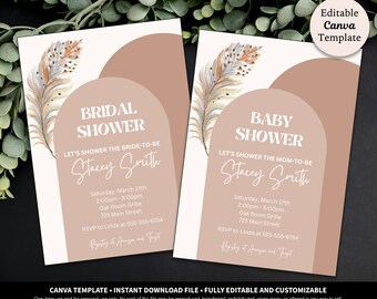 Boho Vintage Floral Invitation Printable Download Template | Boho Rehearsal Dinner | Boho Brunch | Boho Baby Shower | Boho Bridal Shower