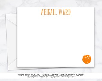 Basketball Thank You Cards • Personalized Stationery • Note Cards • Baby Shower • Birthday • Baptism • Printable Cards • Cards Set