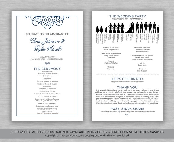 Flourish Wedding Program Ceremony Program Silhouette Etsy