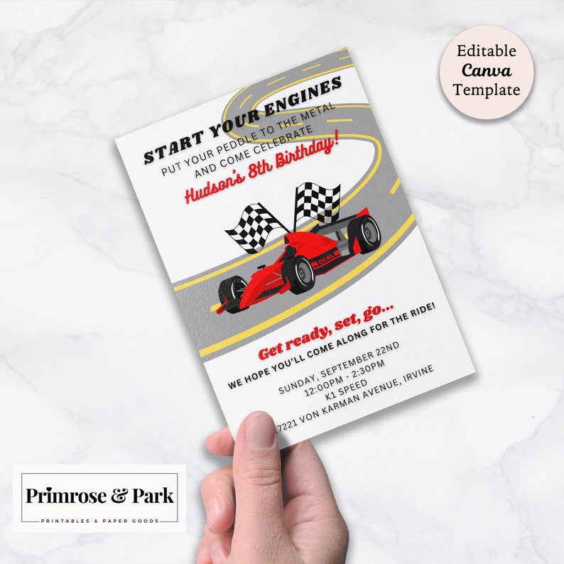 Race Car Birthday Invitation Printable Download Race Car Baby Shower Invitation Go Kart Invitation Racing Invitation Template image 3