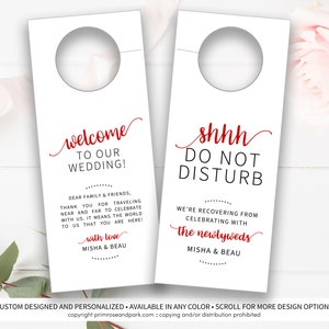 Do Not Disturb Door Hanger Wedding Do Not Disturb Sign with Welcome Note Do Not Disturb Hotel Door Tags Newlywed Do Not Disturb Tags image 5