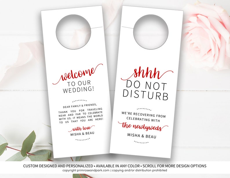 Do Not Disturb Door Hanger Wedding Do Not Disturb Sign with Welcome Note Do Not Disturb Hotel Door Tags Newlywed Do Not Disturb Tags image 5