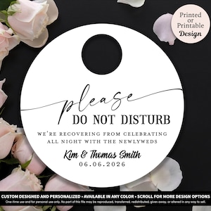 Do Not Disturb Round Door Hanger • Do Not Disturb Sign • Do Not Disturb Hotel Door Tags • Newlywed Do Not Disturb Tags