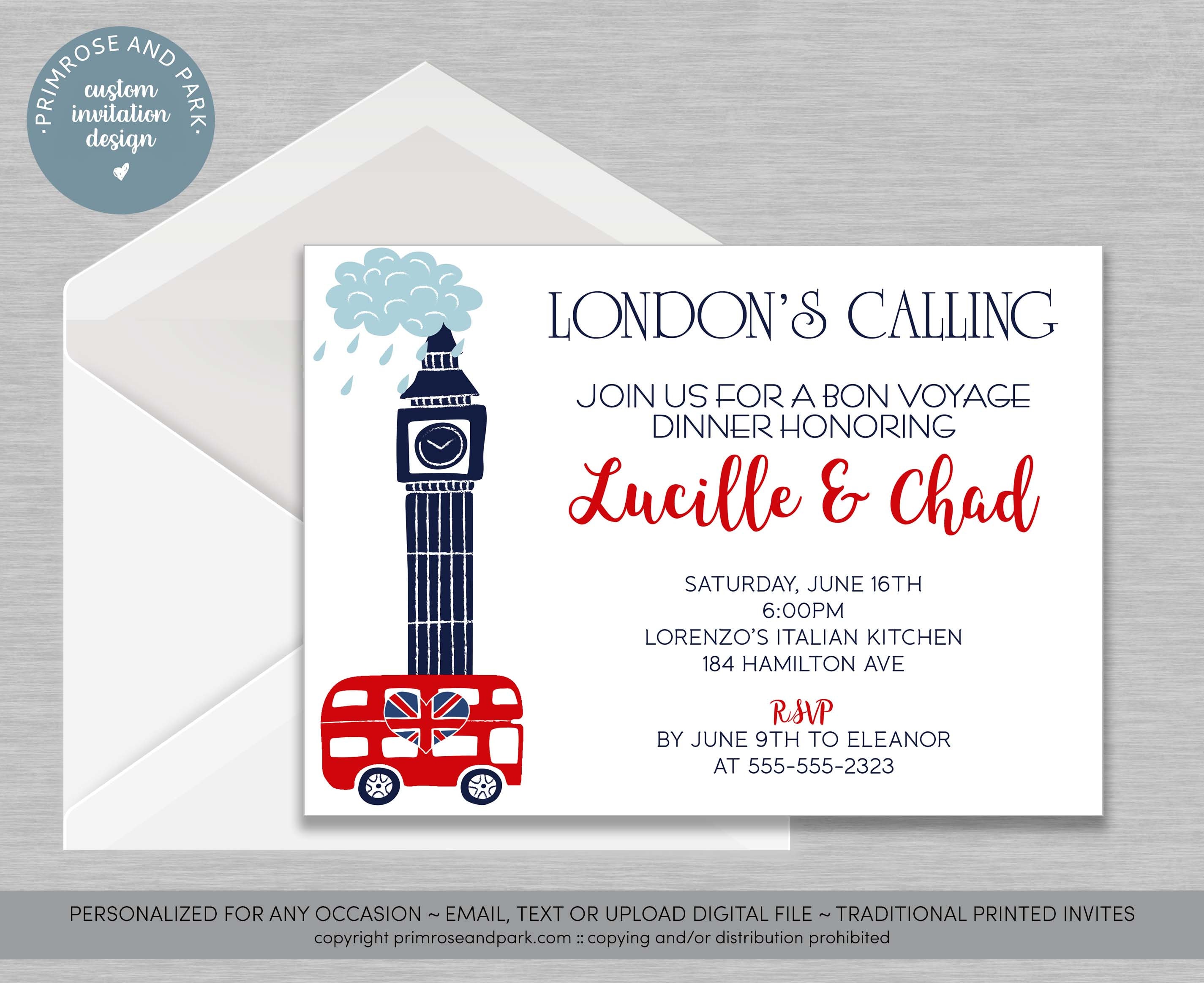 London Theme Invitation London Bridal Shower Invitation Etsy