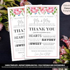 Modelo de carta de boas-vindas de casamento para impressão Download | Nota de boas-vindas do casamento para impressão | Carta de bolsa de boas-vindas para hotel de casamento