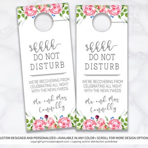 Boho Floral Do Not Disturb Door Hanger • Wedding Do Not Disturb Sign • Do Not Disturb Hotel Door Tags • Newlywed Do Not Disturb Tags