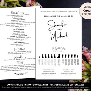 Silhouette Wedding Program Template Download | Wedding Program Fan | Ceremony Program | Wedding Program with Icons
