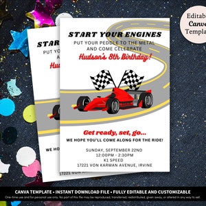 Race Car Birthday Invitation Printable Download Race Car Baby Shower Invitation Go Kart Invitation Racing Invitation Template image 1