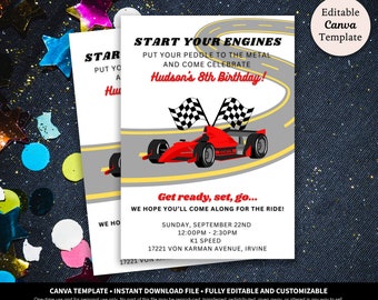 Race Car Birthday Invitation Printable Download | Race Car Baby Shower Invitation | Go Kart Invitation | Racing Invitation Template