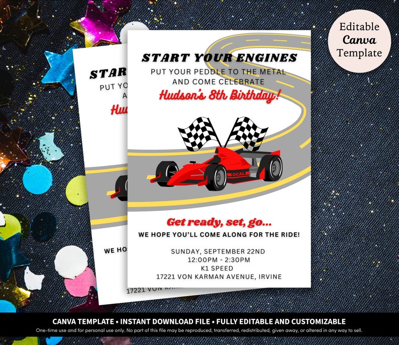 Race Car Birthday Invitation Printable Download Race Car Baby Shower Invitation Go Kart Invitation Racing Invitation Template 画像 1