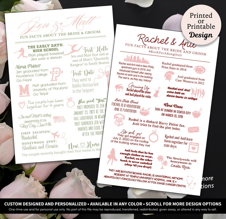 Fun Facts Infographic Card Fun Facts Wedding Card Printable Download Welcome Bag Wedding Infographic Template Wedding Info Insert image 4