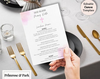 Pink Watercolor Splash Menu Card Printable Template Download | Modern Watercolor Menu Card | Pink Menu Card | Wedding Menu Cards