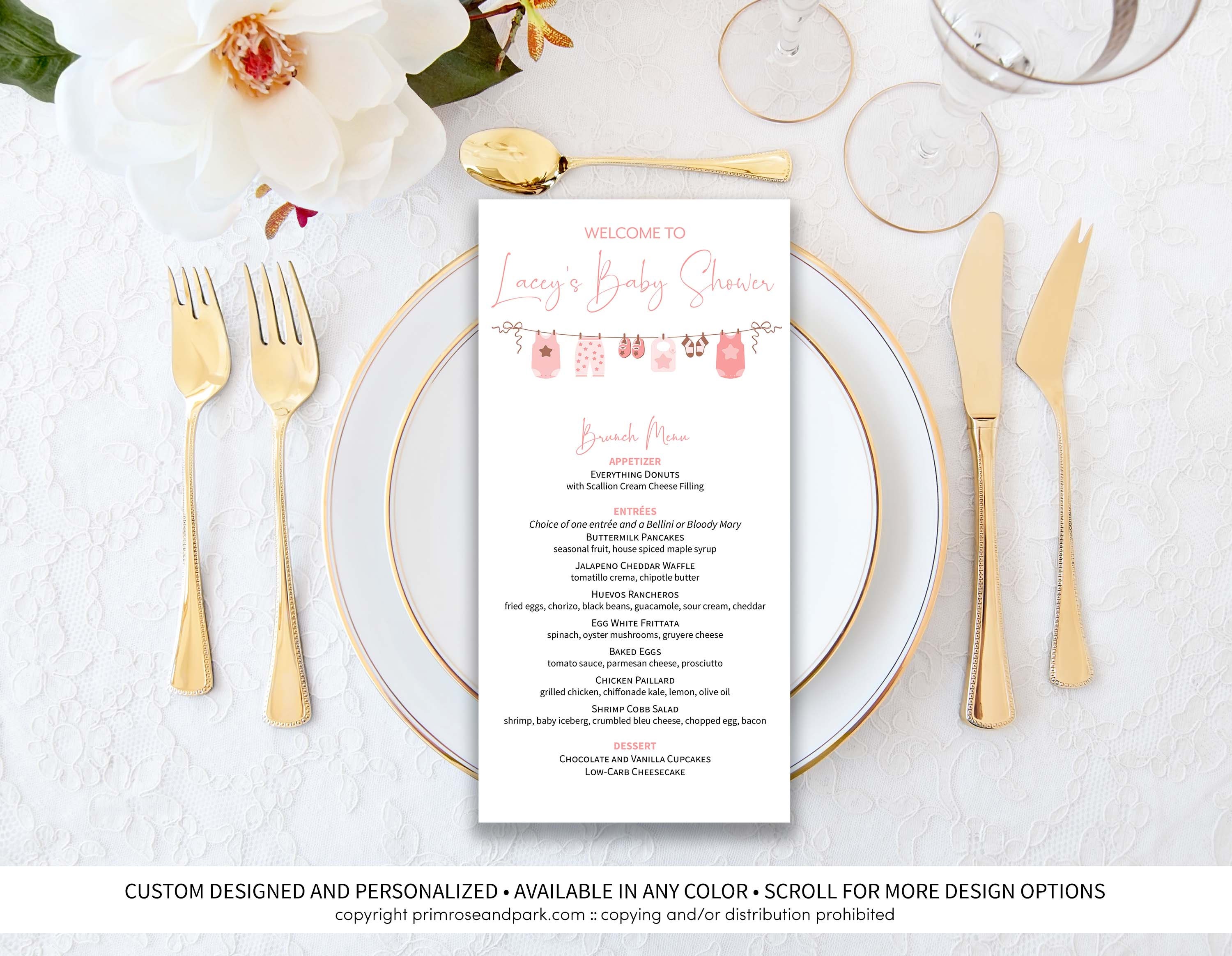 Baby Shower Menu Template