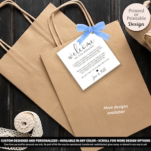 Welcome Bag Tags for Wedding • Welcome Bag Labels • Welcome Bag Tag Template • Welcome Bag Note  • Gable Box Tags Sticker