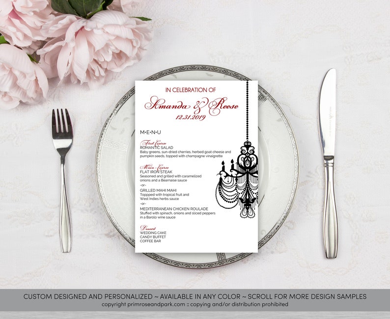 Elegant Menu Cards \u2022 Modern Menu Cards \u2022 Wedding Menu Card \u2022 Reception Menu Card \u2022 Menu Template \u2022 Printable Menu Cards