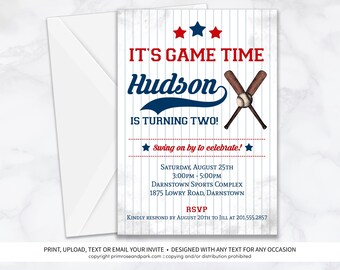 Baseball Birthday Invitation • Baseball Baby Shower • Vintage Baseball Invitation •  Little Slugger Invitation • Batter Up Invitation