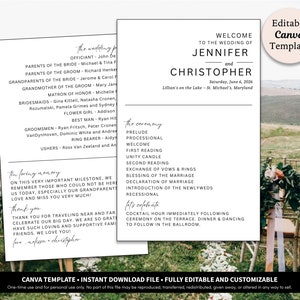 Minimalist Modern Wedding Program | Modern Ceremony Program | Wedding Program | Wedding Program Download