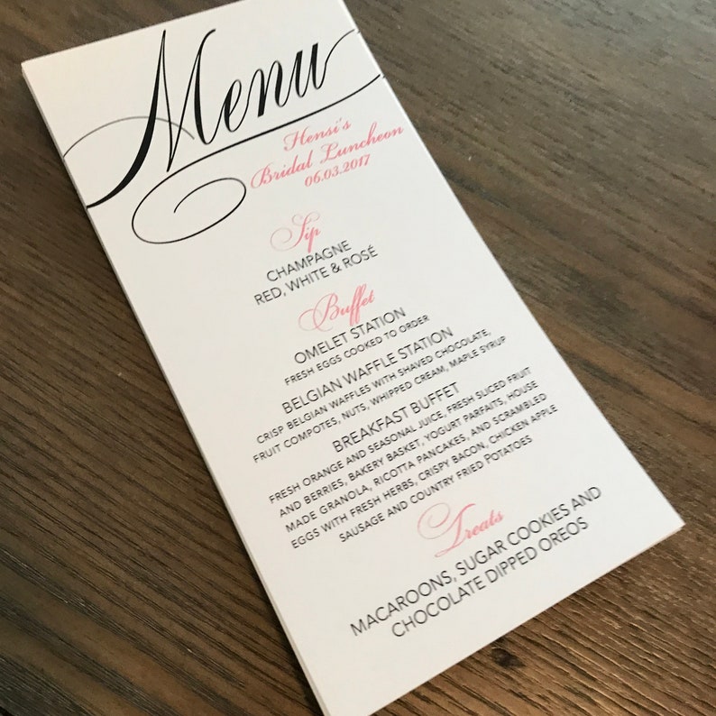 Elegant Menu Cards Modern Menu Cards Wedding Menu Card Etsy