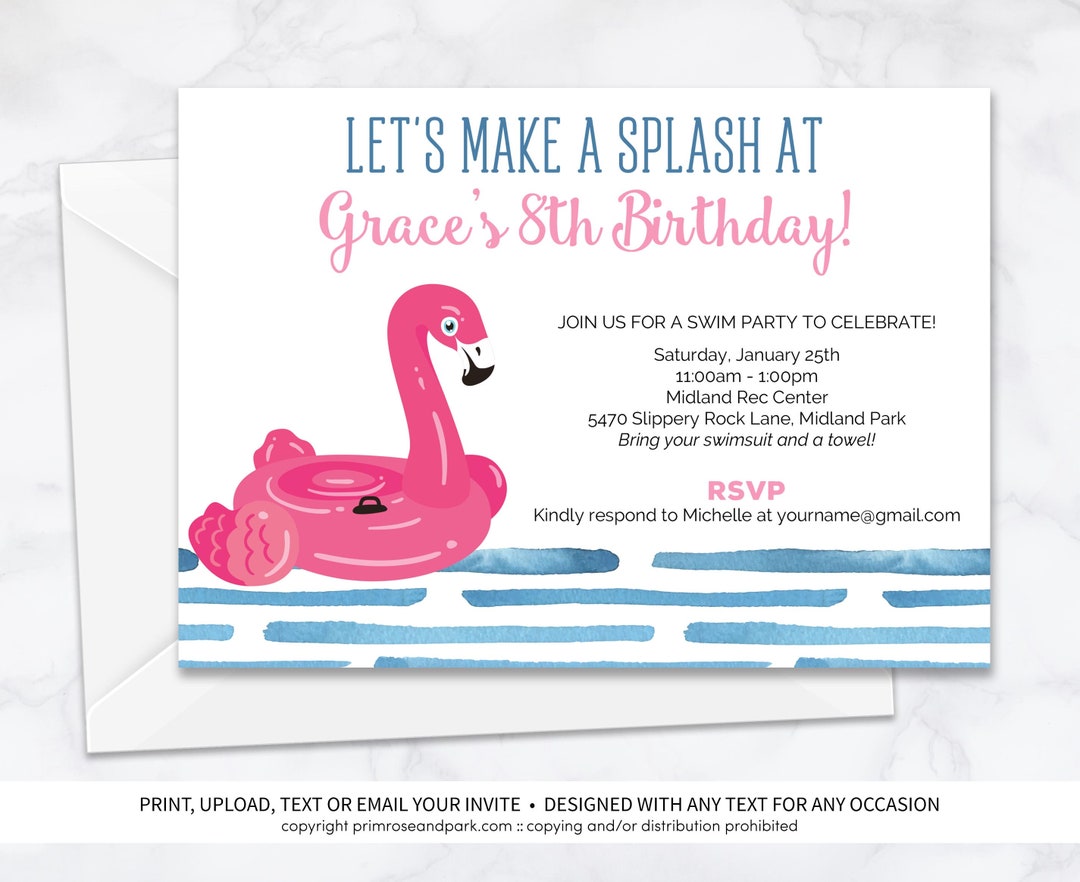 Swim Party Birthday Invitation Printable Pool Party - Etsy