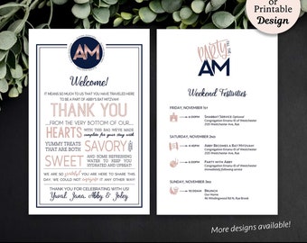 Mitzvah Letter and Itinerary • Hotel Welcome Bag • Bar Mitzvah Welcome Note • Bat Mitzvah Welcome Note • Mitzvah Timeline