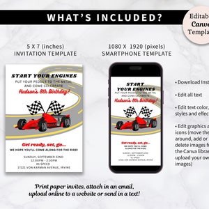 Race Car Birthday Invitation Printable Download Race Car Baby Shower Invitation Go Kart Invitation Racing Invitation Template image 2