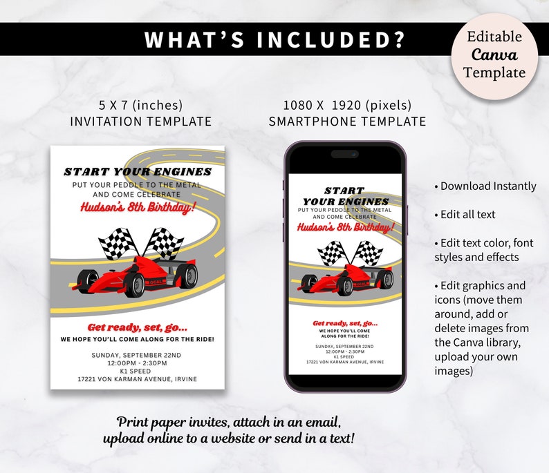 Race Car Birthday Invitation Printable Download Race Car Baby Shower Invitation Go Kart Invitation Racing Invitation Template 画像 2