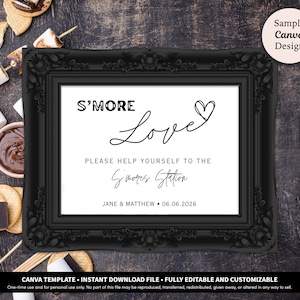 S&#39;more Love Sign Printable Digital Downlaod | S&#39;mores Station Sign | Wedding S&#39;mores Station Sign